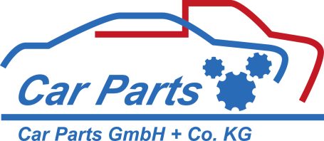 Car Parts Logo von Car Parts GmbH + Co. KG mit stilisierten Autos und Zahnrädern.